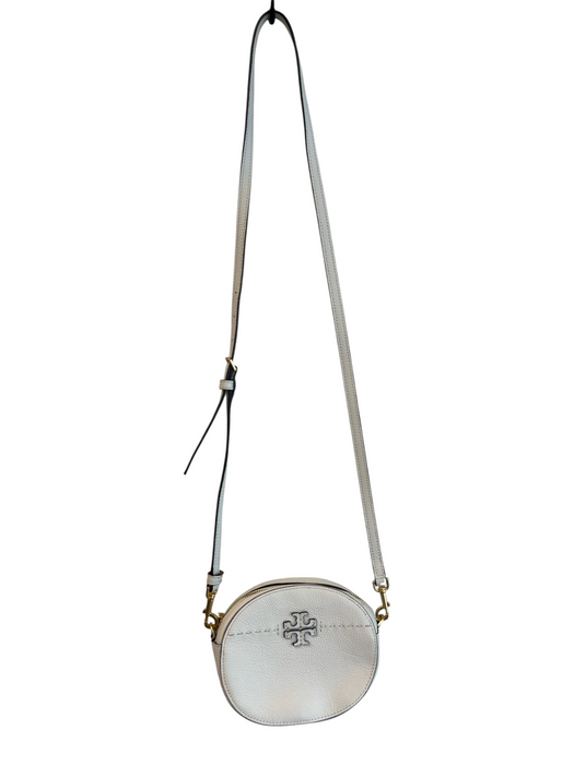 Tory Burch Cream Leather Pebbled Double T Logo Convertible Crossbody Bag Cream / Small