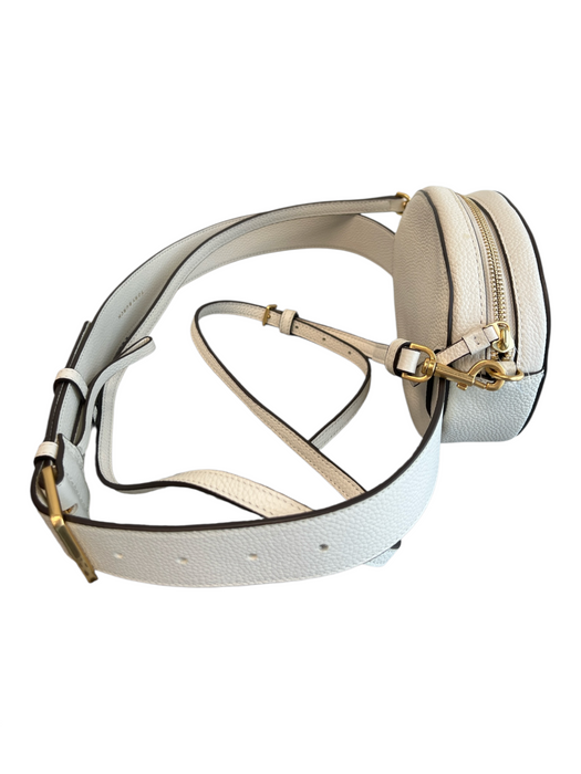Tory Burch Cream Leather Pebbled Double T Logo Convertible Crossbody Bag Cream / Small