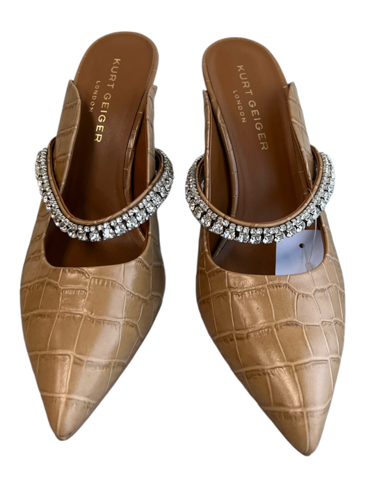 Kurt Geiger Shoe Size 41 Brown Leather Upper Croc Embossed Mule Stiletto Shoes Brown / 41