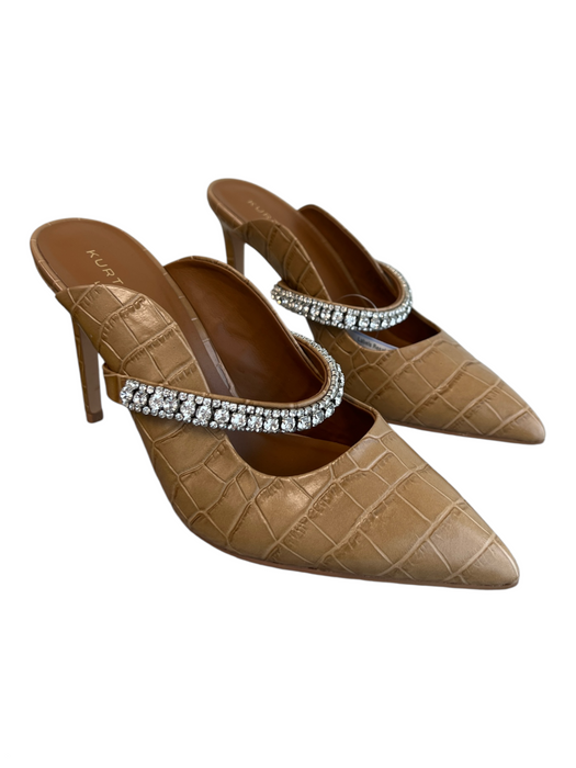 Kurt Geiger Shoe Size 41 Brown Leather Upper Croc Embossed Mule Stiletto Shoes Brown / 41