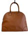 Tory Burch Brown Leather Gold Tone Hardware Solid Top Handle Satchel Purse Brown