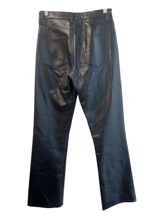 Agolde Size 25 Black Recycled Leather & Nylon Zip 5 Pocket Mid Rise Pants Black / 25