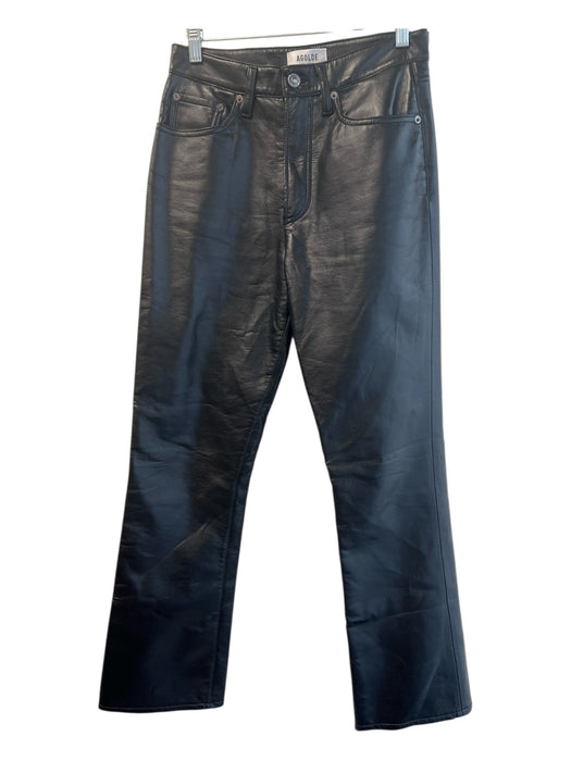 Agolde Size 25 Black Recycled Leather & Nylon Zip 5 Pocket Mid Rise Pants Black / 25