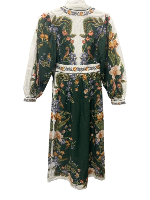 Farm Rio Size XXS White, Green & Multi Cotton floral print Maxi Dress White, Green & Multi / XXS