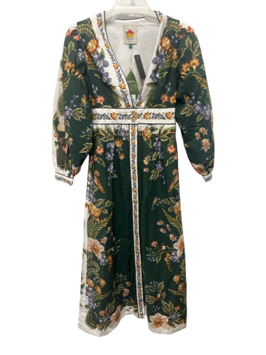 Farm Rio Size XXS White, Green & Multi Cotton floral print Maxi Dress White, Green & Multi / XXS