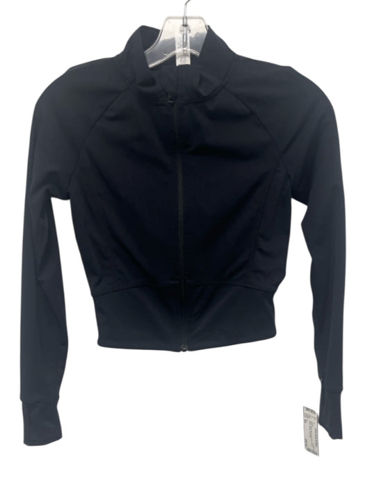Alo Size 4/S Black Nylon Blend Zip Front Thumb Holes Athletic Jacket Black / 4/S