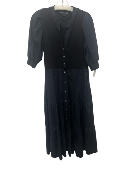 Veronica Beard Jeans Size S Black Cotton Blend Button Front Zip & Button Dress Black / S