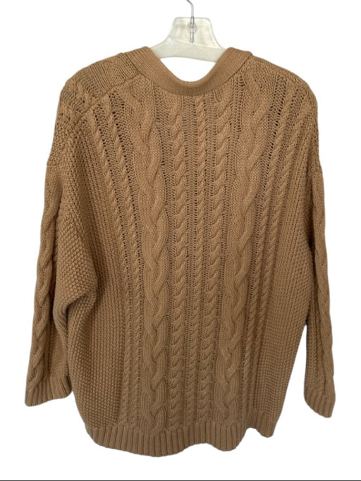 Quince Size S Camel Organic Cotton Long Sleeve Cable Knit Cardigan Sweater Camel / S