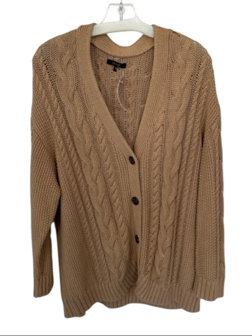 Quince Size S Camel Organic Cotton Long Sleeve Cable Knit Cardigan Sweater Camel / S