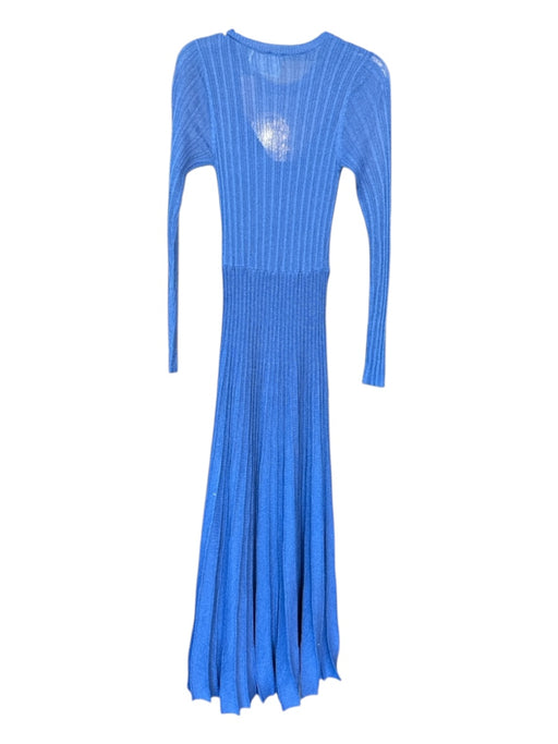 Hyacinth House Size S Blue Viscose Blend Long Sleeve Ribbed Metallic Dress Blue / S