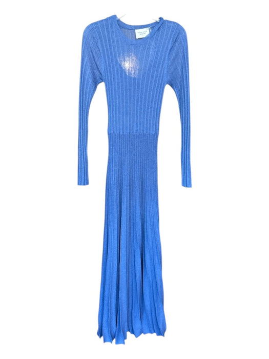 Hyacinth House Size S Blue Viscose Blend Long Sleeve Ribbed Metallic Dress Blue / S