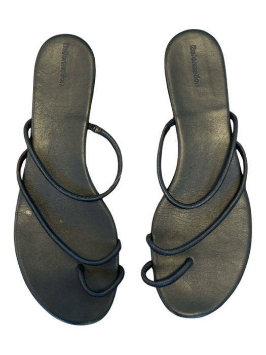 Reformation Shoe Size 10.5 Black Leather Toe Strap Sandals Black / 10.5