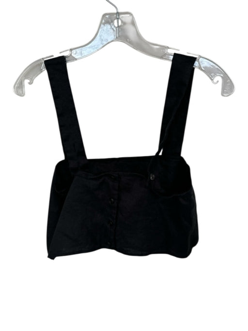 Reformation Size S Black Linen Sleeveless Square Neck Cropped Top Black / S