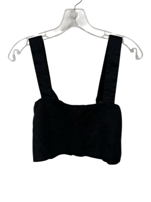 Reformation Size S Black Linen Sleeveless Square Neck Cropped Top Black / S