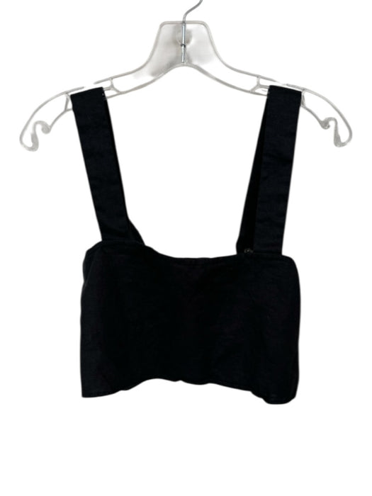 Reformation Size S Black Linen Sleeveless Square Neck Cropped Top Black / S