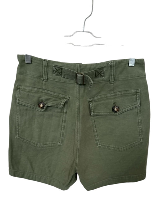 Faherty Size 26 Olive Green Cotton Blend High Waist Front Pockets Shorts Olive Green / 26