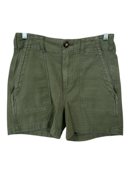 Faherty Size 26 Olive Green Cotton Blend High Waist Front Pockets Shorts Olive Green / 26