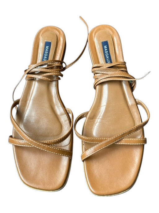 Margaux Shoe Size 41 Brown Leather Square Toe Ankle Wrap Tie Sandals Brown / 41