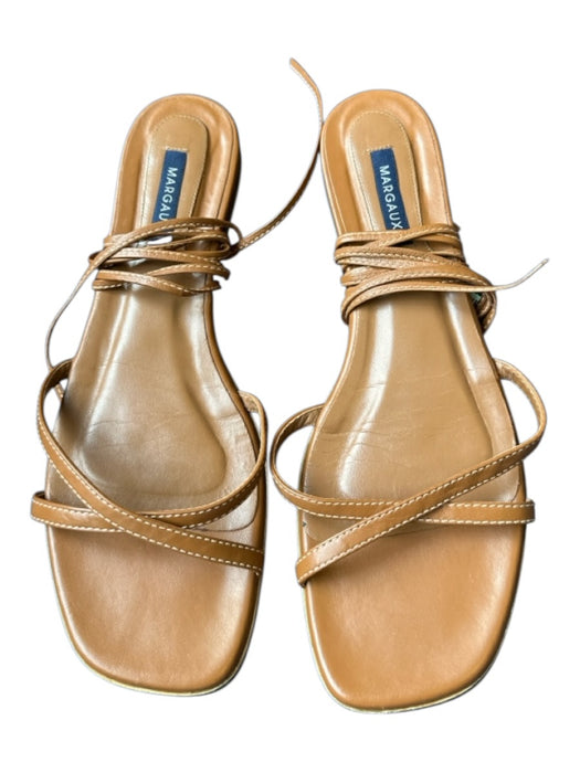 Margaux Shoe Size 41 Brown Leather Square Toe Ankle Wrap Tie Sandals Brown / 41