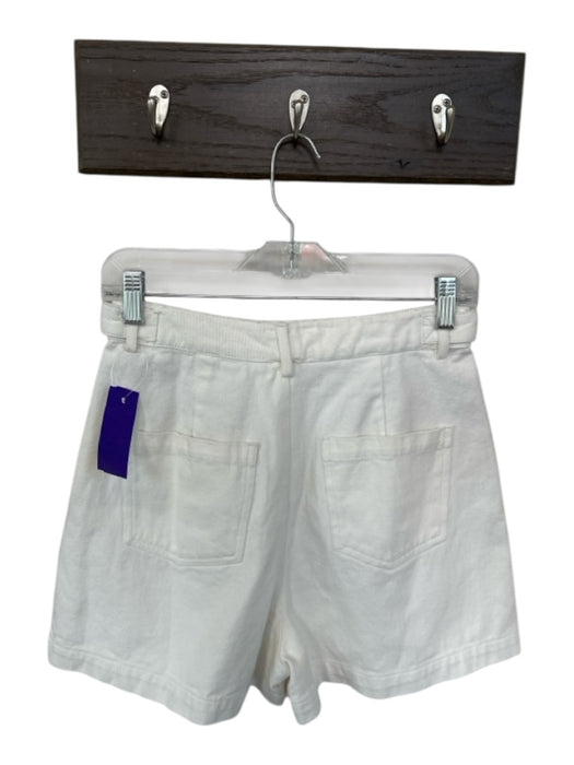 Cleobella Size 26 Ivory Cotton Blend High Waist Front Pockets Denim Shorts Ivory / 26