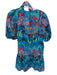 Marie Oliver Size S Blue & Multi Cotton Balloon Sleeve V Neck Mini Dress Blue & Multi / S