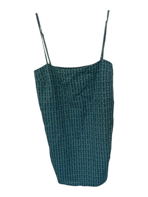 Faherty Size M Green & Blue Cotton Abstract Strappy Shift Mini Dress Green & Blue / M
