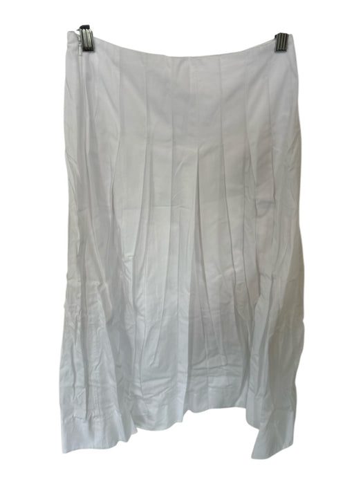 Aligne Size 4 White Cotton Side Zip Pleated Maxi Poplin Skirt White / 4