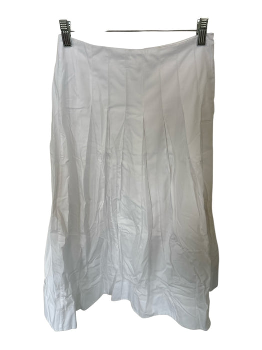 Aligne Size 4 White Cotton Side Zip Pleated Maxi Poplin Skirt White / 4