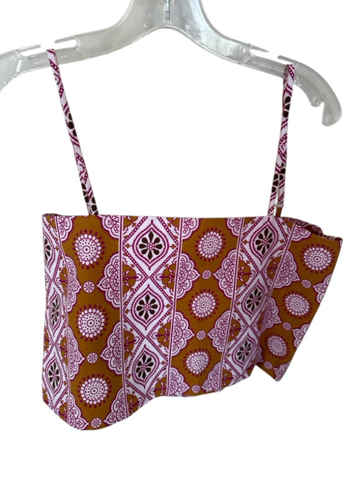 Julia Amory Size S Brown & Magenta Cotton Spaghetti Strap Kaleidoscope Top Brown & Magenta / S