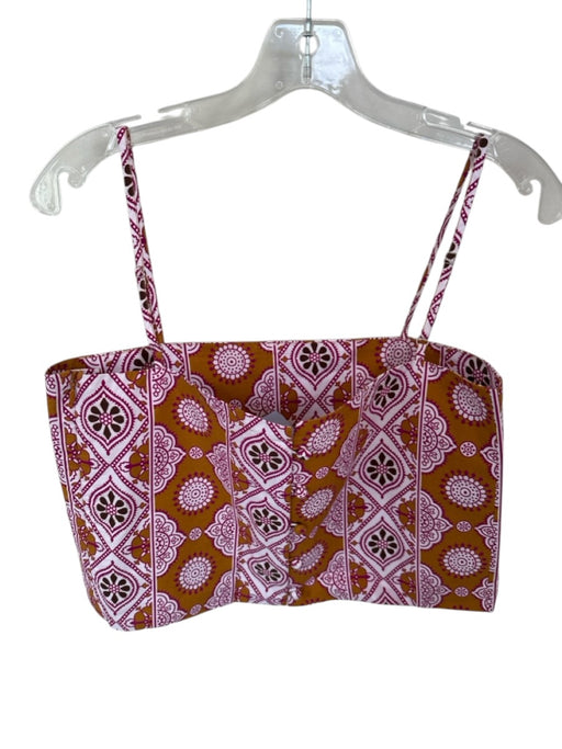 Julia Amory Size S Brown & Magenta Cotton Spaghetti Strap Kaleidoscope Top Brown & Magenta / S