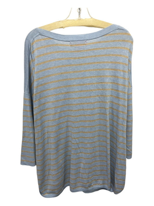 Lily Pulitzer Size M Blue & Tan Cotton & Polyester 3/4 Sleeve Stripes Knit Top Blue & Tan / M