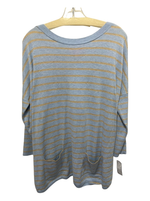 Lily Pulitzer Size M Blue & Tan Cotton & Polyester 3/4 Sleeve Stripes Knit Top Blue & Tan / M