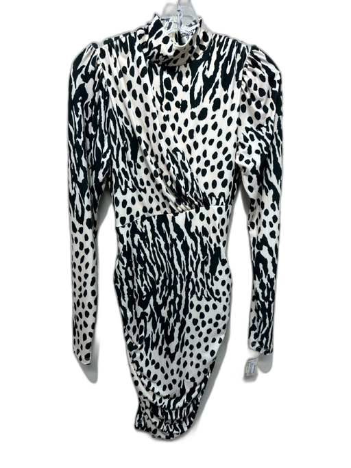 Essentiel Antwerp Size 0 Black & Cream White Polyester Blend Animal Print Dress Black & Cream White / 0