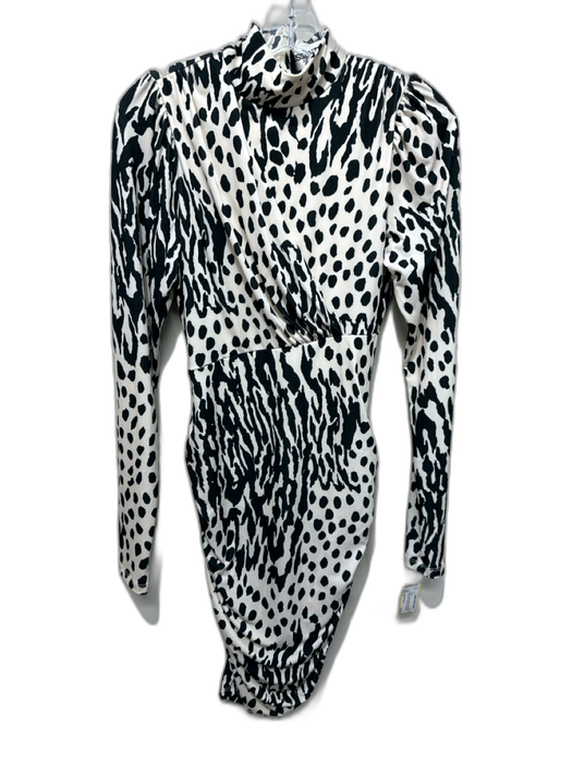 Essentiel Antwerp Size 0 Black & Cream White Polyester Blend Animal Print Dress Black & Cream White / 0
