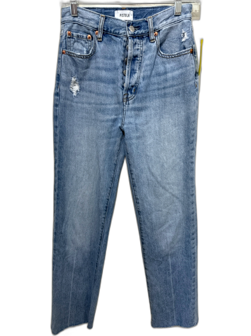Pistola Size 25 Light Wash Cotton Denim High Waist Button Fly Straight Leg Jeans Light Wash / 25