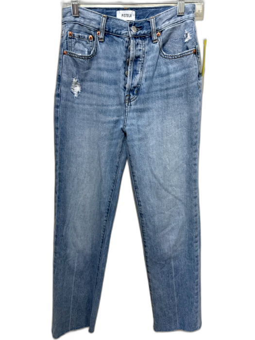 Pistola Size 25 Light Wash Cotton Denim High Waist Button Fly Straight Leg Jeans Light Wash / 25