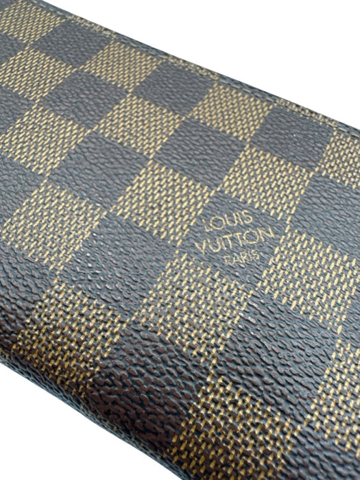 Louis Vuitton Tan & Brown Leather Zip Close Box Inc. Wallets Tan & Brown