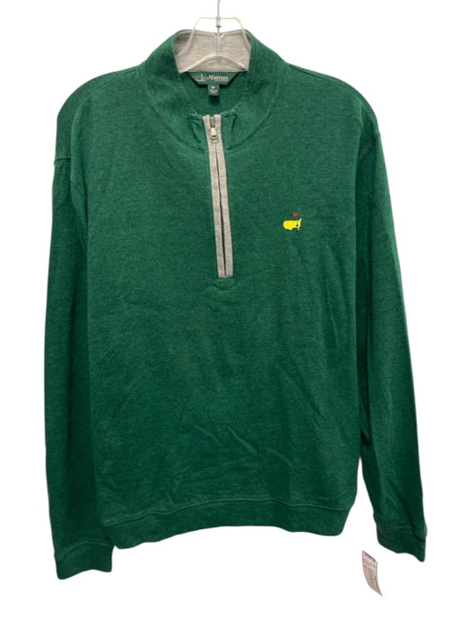 Masters Size M Green Cotton Solid Quarter Zip Sweatshirt Men's Long Sleeve Shirt Green / M