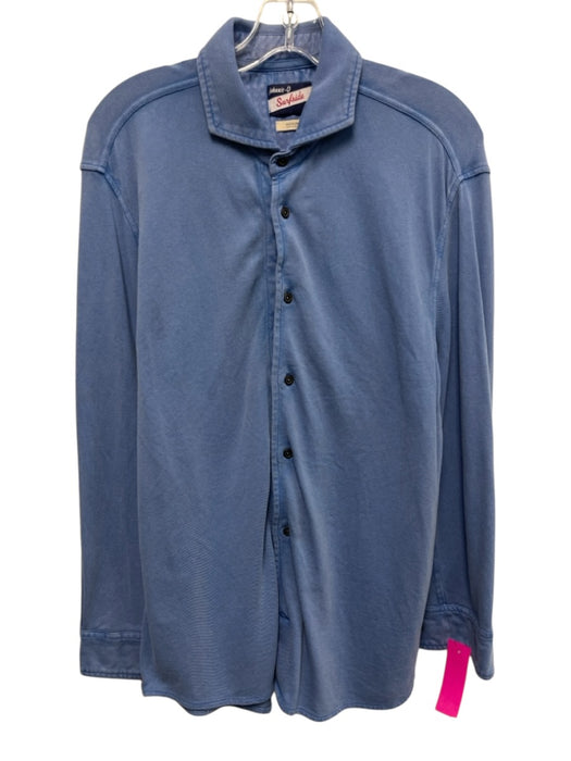 Johnnie O Size M Blue Cotton Blend Solid Button Up Men's Long Sleeve Shirt Blue / M
