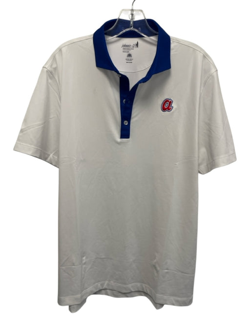 Johnnie O Size M White & Blue Synthetic Braves Polo Athleisure Short Sleeve White & Blue / M