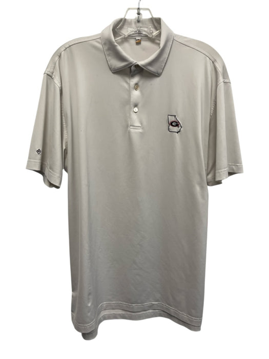 Peter Millar Size M White Synthetic Solid Polo Athleisure Men's Short Sleeve White / M