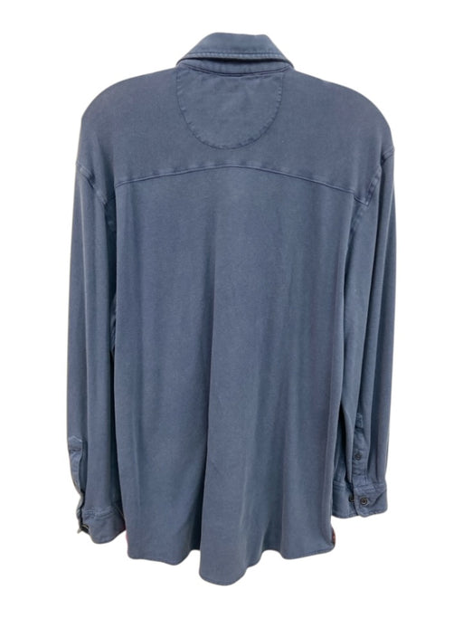 Johnnie O Size M Blue Cotton Blend Solid Button Up Men's Long Sleeve Shirt Blue / M