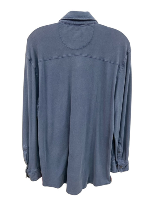 Johnnie O Size M Blue Cotton Blend Solid Button Up Men's Long Sleeve Shirt Blue / M