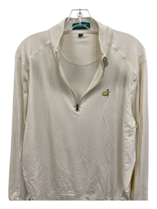 Masters Size M Off White Synthetic Solid Quarter Zip Men's Long Sleeve Shirt Off White / M
