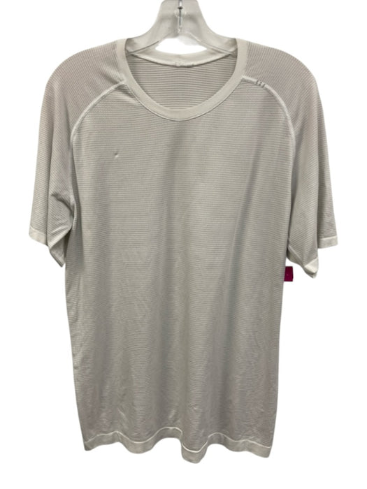 Lululemon Size Est M White Synthetic Ribbed Athletic T Shirt Men's Short Sleeve White / Est M