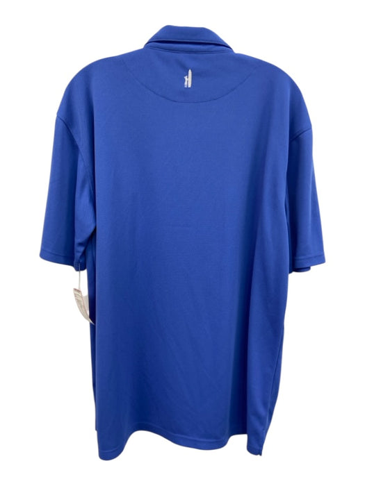 Johnnie O Size L Blue Synthetic Solid Polo Athleisure Men's Short Sleeve Blue / L