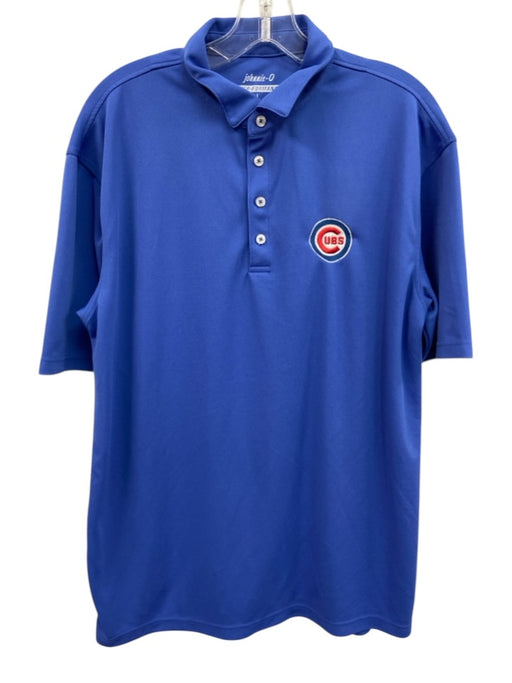 Johnnie O Size L Blue Synthetic Solid Polo Athleisure Men's Short Sleeve Blue / L