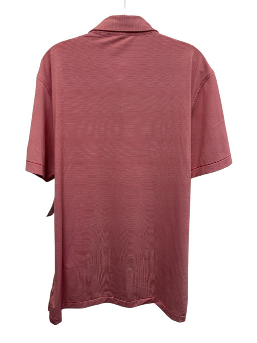 Peter Millar Size M Red & White Synthetic Striped Polo Athleisure Short Sleeve Red & White / M