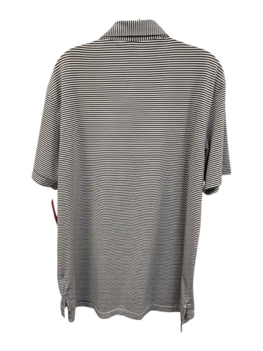 Peter Millar Size M Gray & White Synthetic Striped Polo Athleisure Short Sleeve Gray & White / M