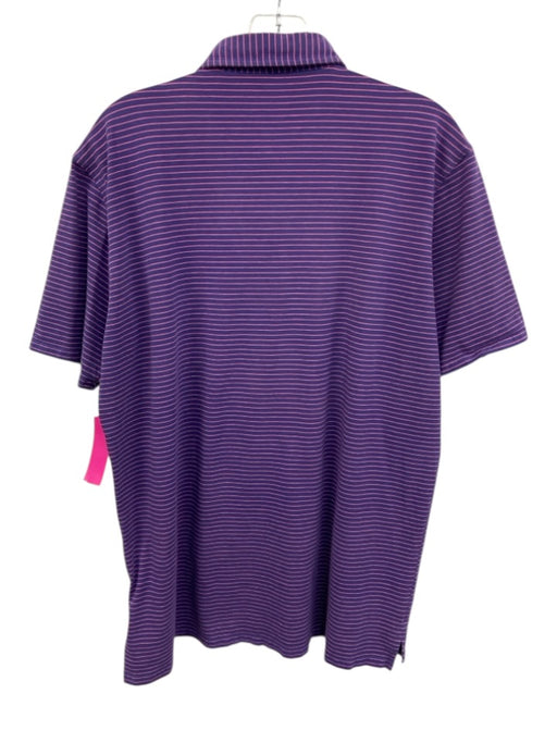 Holderness & Bourne Size L Purple & Pink Cotton Striped Polo Men's Short Sleeve Purple & Pink / L